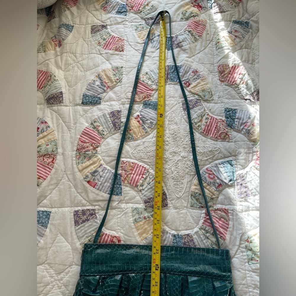 Vintage J Renee Emerald green clutch bag wedding prom 80s bow strap large purse - Picture 4 of 11